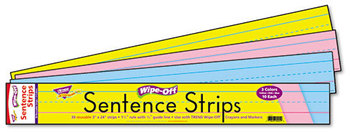 TREND® Wipe Off® Sentence Strips,  24 x 3, Blue/Pink, 30/Pack