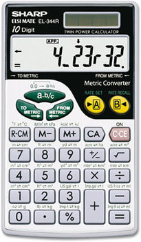 Sharp® EL344RB Metric Conversion Wallet Calculator,  10-Digit LCD