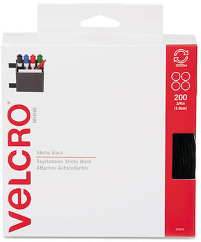 Velcro® Sticky-Back® Fasteners,  3/4" dia. Coins, Black, 200/BX
