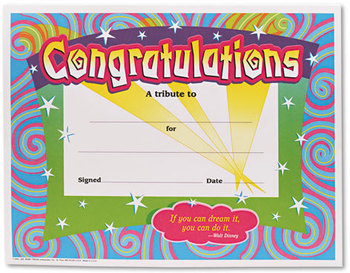 TREND® Colorful Classic Certificates,  8-1/2 x 11, White Border, 30/Pack