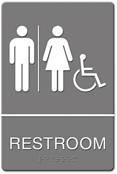 Headline® Sign ADA Sign,  Restroom/Wheelchair Accessible Tactile Symbol, Molded Plastic, 6 x 9