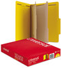 A Picture of product UNV-10304 Universal® Bright Colored Pressboard Classification Folders 2" Expansion, 2 Dividers, 6 Fasteners, Letter Size, Yellow Exterior, 10/Box