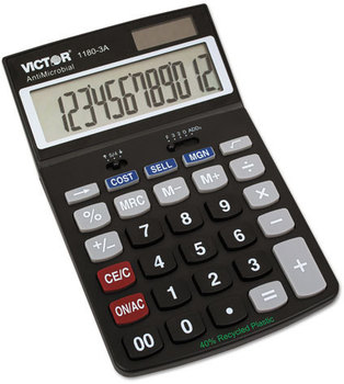 Victor® 1180-3A Antimicrobial Desktop Calculator,  12-Digit LCD
