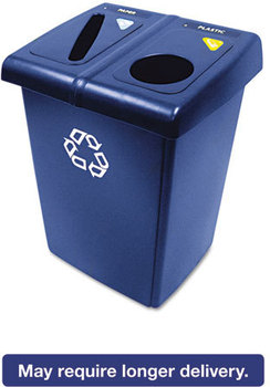 Rubbermaid® Commercial Glutton® Recycling Station,  Two-Stream, 46 gal, Blue