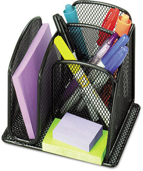 Safco® Onyx™ Mesh Mini Organizer 3 Compartments, Steel, 6 x 5.25 Black