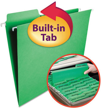 Smead™ FasTab® Hanging Folders Letter Size, 1/3-Cut Tabs, Green, 20/Box