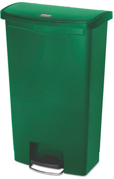 Rubbermaid® Commercial Slim Jim® Resin Front Step Style Step-On Container. 18 gal. Green.