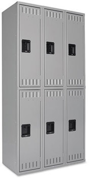 Tennsco Double Tier Locker,  Triple Stack, 36w x 18d x 72h, Medium Gray
