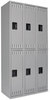 A Picture of product TNN-DTS121836CMG Tennsco Double Tier Locker,  Triple Stack, 36w x 18d x 72h, Medium Gray