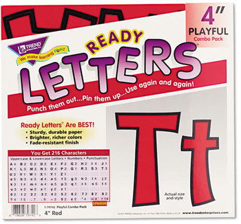 TREND® Ready Letters® Playful Combo Set,  Red, 4"h, 216/Set