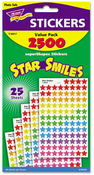 TREND® superSpots® and superShapes® Sticker Packs,  Smiling Star,  2500 per Pack