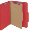 A Picture of product SMD-13731 Smead™ Four-Section Colored Pressboard Top Tab Classification Folders with SafeSHIELD® Coated Fasteners Four 1 Divider, Letter Size, Bright Red, 10/Box