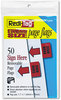 A Picture of product RTG-76809 Redi-Tag® Removable/Reusable Standard Page Flags Value Pack,  "Sign Here", Red, 50/Pack