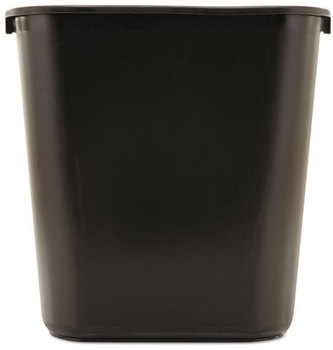 Rubbermaid® Commercial Deskside Plastic Wastebasket,  Rectangular, 7 gal, Black