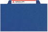 A Picture of product SMD-19096 Smead™ Eight-Section Colored Pressboard Top Tab Classification Folders with SafeSHIELD® Coated Fasteners 8 3 Dividers, Legal Size, Dark Blue, 10/Box