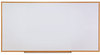 A Picture of product UNV-43619 Universal® Deluxe Melamine Dry Erase Board 36 x 24, White Surface, Oak Fiberboard Frame