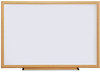 A Picture of product UNV-43619 Universal® Deluxe Melamine Dry Erase Board 36 x 24, White Surface, Oak Fiberboard Frame