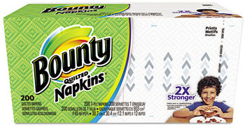 Bounty® Quilted Napkins®,  1-Ply, 12 1/10 x 12, White, 200/Pack, 12 Packs per Carton
