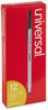 A Picture of product UNV-27410 Universal™ Ballpoint Stick Pen Medium 1 mm, Black Ink, Gray/Black Barrel, Dozen