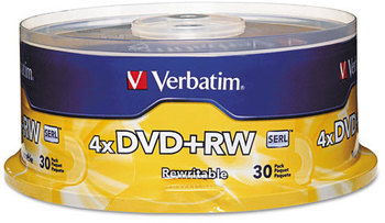 Verbatim® DVD+RW Rewritable Disc,  4.7GB, 4x, Spindle, 30/Pack