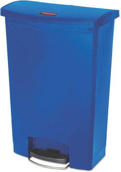 Rubbermaid® Commercial Slim Jim® Resin Front Step Style Step-On Container. 24 gal. Blue.