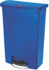 A Picture of product RCP-1883597 Rubbermaid® Commercial Slim Jim® Resin Front Step Style Step-On Container. 24 gal. Blue.