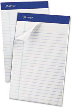 Ampad® Recycled Writing Pads,  Jr. Legal/Margin Rule, 5 x 8, White, 50 Sheets, Dozen