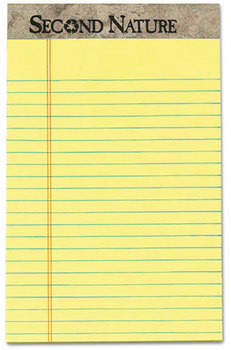 TOPS™ Second Nature® Recycled Ruled Pads,  Jr. Legal, 5 x 8, Canary, 50 Sheets, Dozen