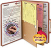 A Picture of product SMD-19079 Smead™ Six-Section Pressboard Top Tab Pocket-Style Classification Folders with SafeSHIELD® Coated Fasteners 6-Section Pocket 6 2 Dividers, Legal Size, Red, 10/Box