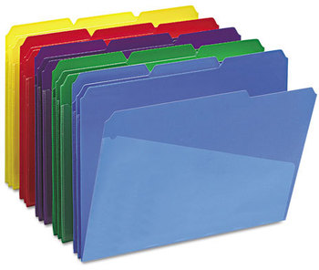 Smead™ Poly Colored File Folders With Slash Pocket 1/3-Cut Tabs: Assorted, Letter Size, 0.75" Expansion, Colors, 30/Box