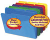 A Picture of product SMD-10540 Smead™ Poly Colored File Folders With Slash Pocket 1/3-Cut Tabs: Assorted, Letter Size, 0.75" Expansion, Colors, 30/Box
