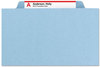 A Picture of product SMD-14094 Smead™ Eight-Section Colored Pressboard Top Tab Classification Folders with SafeSHIELD® Coated Fasteners Eight 3" Expansion, 3 Dividers, Letter Size, Blue, 10/Box