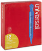 A Picture of product UNV-08864 Universal™ Desk Highlighters Fluorescent Blue Ink, Chisel Tip, Barrel, Dozen
