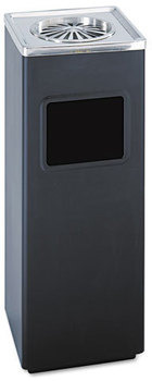 Safco® Square Ash 'N' Trash Sandless Urn,  Square, Stainless Steel, 3gal, Black/Chrome