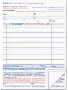 TOPS™ Bill of Lading, 16-Line, 8-1/2 x 11, Four-Part Carbonless, 50 Forms