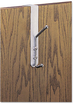 Safco® Coat Hook Over-The-Door Double Chrome-Plated Steel, Satin Aluminum Base