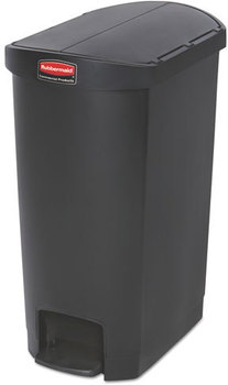 Rubbermaid® Commercial Slim Jim® Resin Step-On Container,  End Step Style, 13 gal, Black