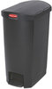 A Picture of product RCP-1883612 Rubbermaid® Commercial Slim Jim® Resin Step-On Container,  End Step Style, 13 gal, Black