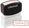 A Picture of product UNV-10062 Universal® Pre-Inked One-Color Stamp Message PAID, Red