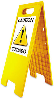 Headline® Sign Customizable Floor Tent Sign,  Doublesided, Plastic, 10 1/2" x 25 1/2", Yellow
