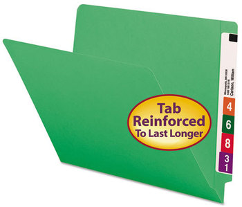 Smead™ Shelf-Master® Reinforced End Tab Colored Folders Straight Tabs, Letter Size, 0.75" Expansion, Green, 100/Box