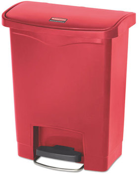 Rubbermaid® Commercial Slim Jim® Resin Front Step Style Step-On Container. 8 gal. Red.