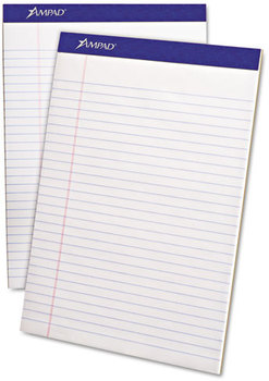 Ampad® Perforated Writing Pads,  8 1/2 x 11 3/4, White, 50 Sheets, Dozen.
