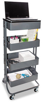 Vertiflex™ Multi-Use Storage Cart and Stand-Up Workstation,  14 3/4w x 17d x 18 1/2-39d, Gray