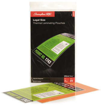 Swingline™ GBC® UltraClear™ Laminating Pouches,  3 mil, 9 x 14 1/2, 25/Pack