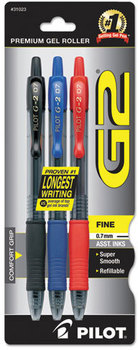 Pilot® G2 Premium Retractable Gel Ink Pen,  Refillable, Assorted Ink, .7mm, 3/Pack