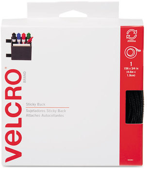 Velcro® Sticky-Back® Hook & Loop Fasteners,  3/4 x 15 ft. Roll, Black