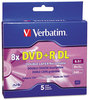 A Picture of product VER-95311 Verbatim® DVD+R Dual Layer Recordable Disc,  8.5GB, 8x, w/Jewel Cases, 5/Pack, Silver