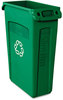 A Picture of product RCP-354007GN Rubbermaid® Commercial Slim Jim® Plastic Recycling Container with Venting Channels,  Plastic, 23gal, Green