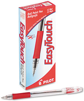 Pilot® EasyTouch™ Ball Point Stick Pen,  Red Ink, 1mm, Dozen